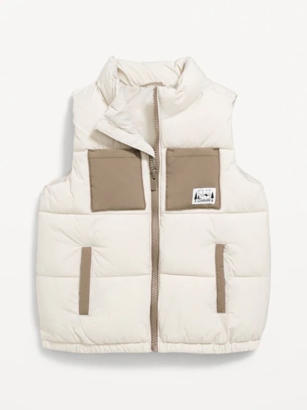 Old Navy Cream and Tan Puffer Boy Vest 4t